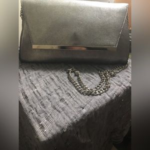 White House Black Market Cross Body Gray Suede Clutch